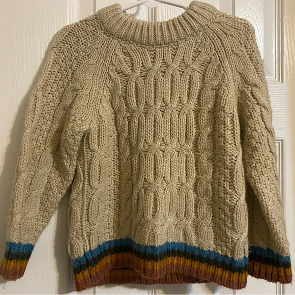 HTF Zara Chunky Accent-Striped Knit Sweater - Picture 1 of 7